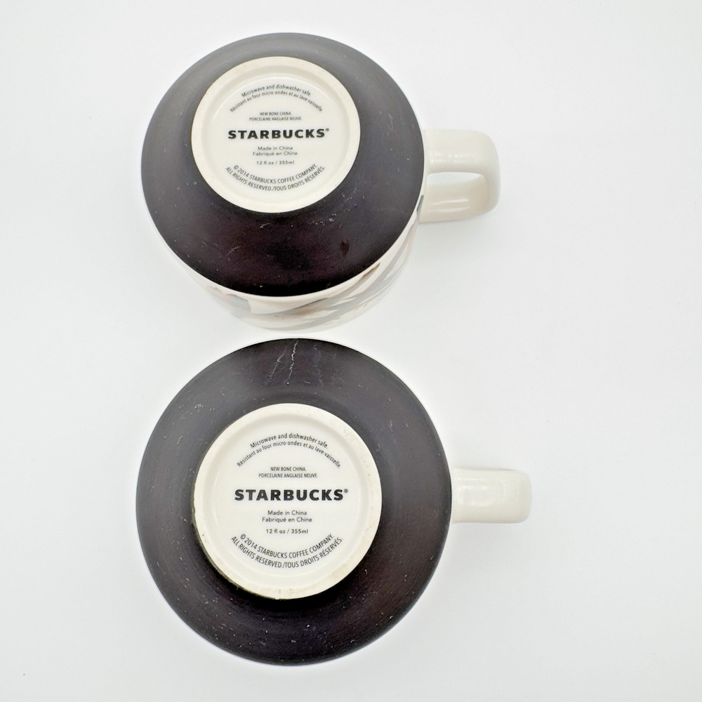 Starbucks Artisan Series Mugs 03/08 04/08 Set of Two 12oz Brown Cream 2014 - Picture 8 of 10
